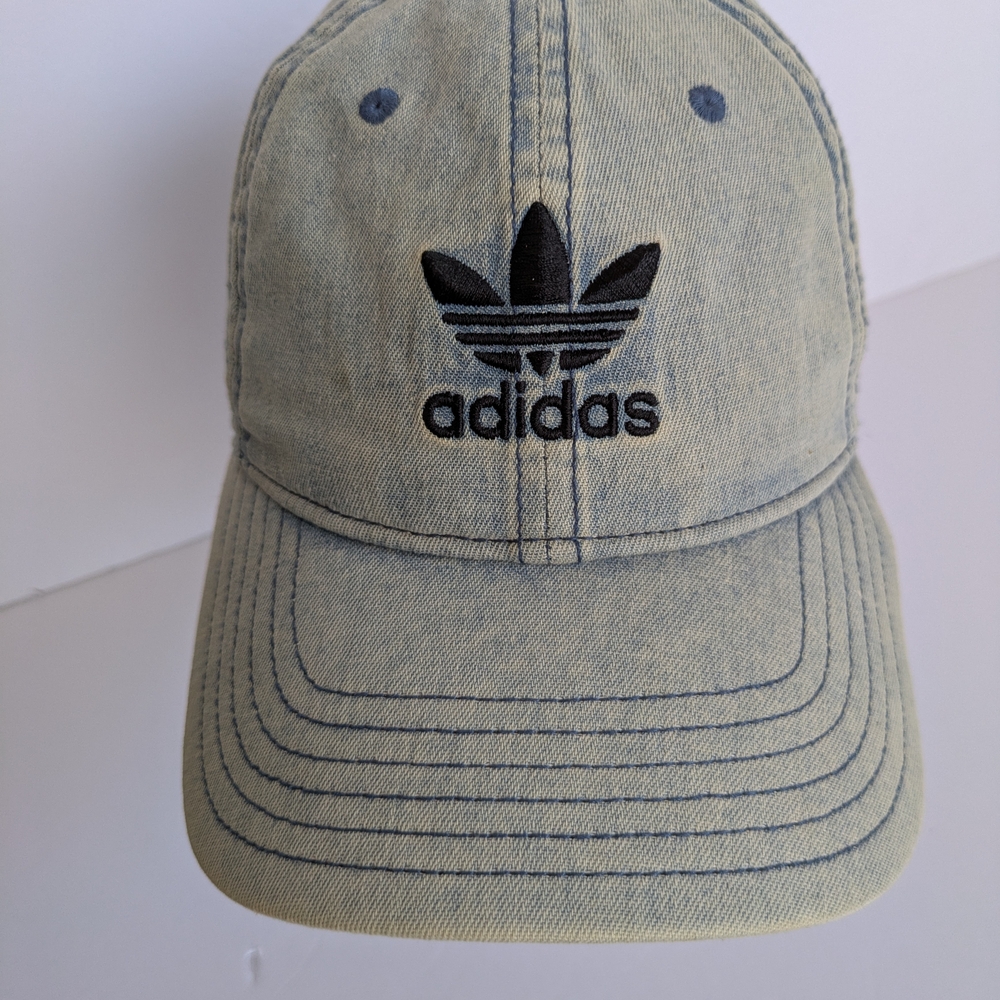 Vintage Y2K Adidas Denim Hat Cap with Black Logo